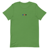 Embroidered Polyamory T-Shirt: Pride Flag Horizontal Heart Design